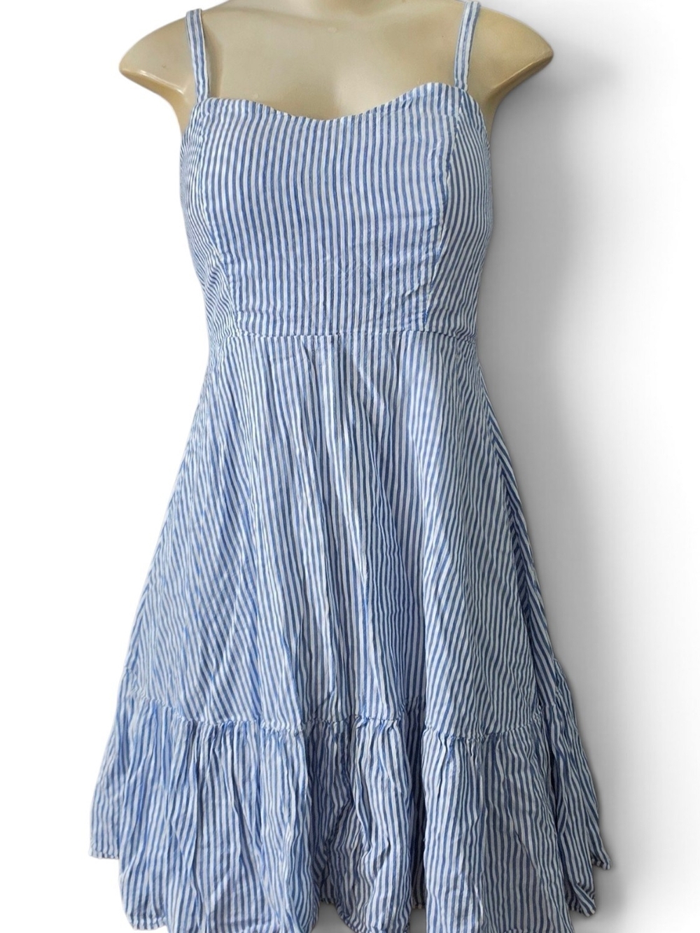Blue Striped Sleeveless Summer Dress